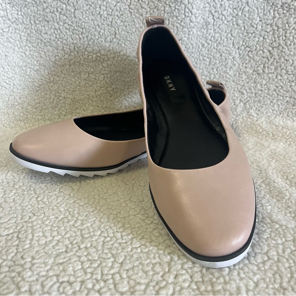 DKNY Viva Ballerina Leather Flats, Pink, Size 9.5